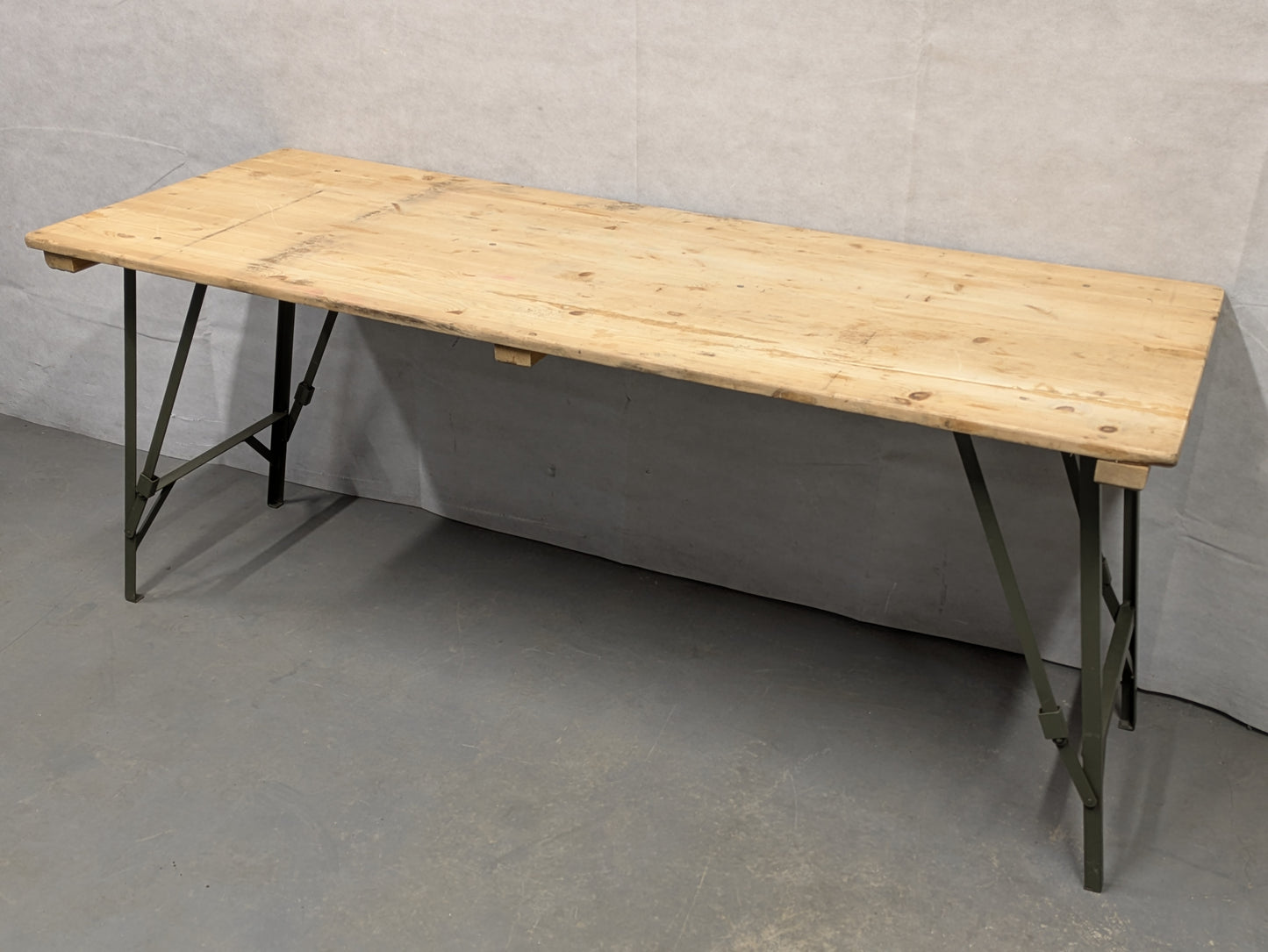 British Army Vintage Wooden Trestle Folding Table