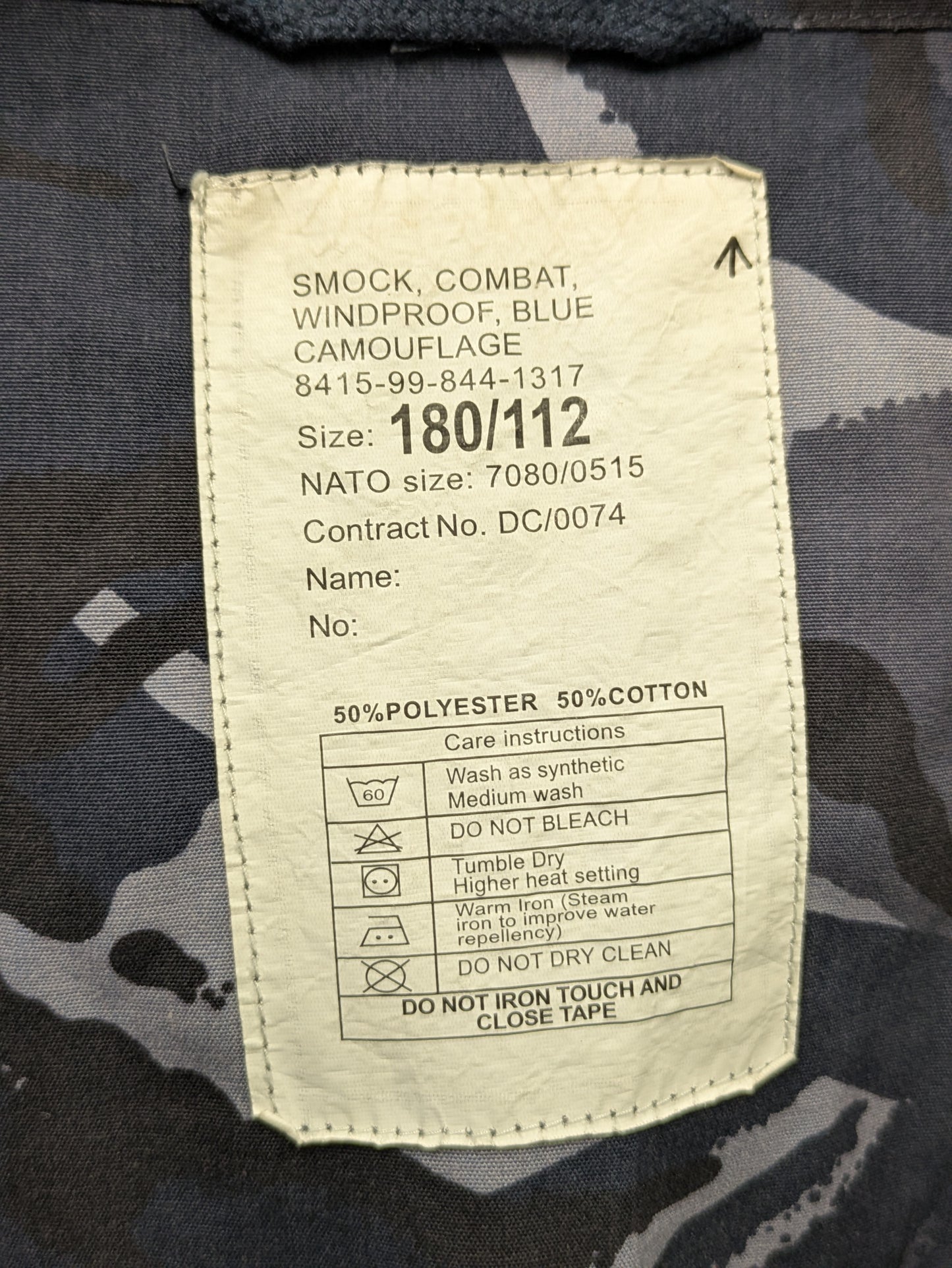 British Army OPFOR Blue DPM Camo Windproof Combat Smock Jacket - 180/112