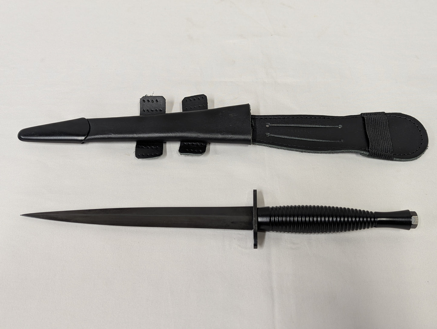John Nowill & Sons Fairbairn Sykes Black Commando Knife 3rd Pattern with Leg Sheath