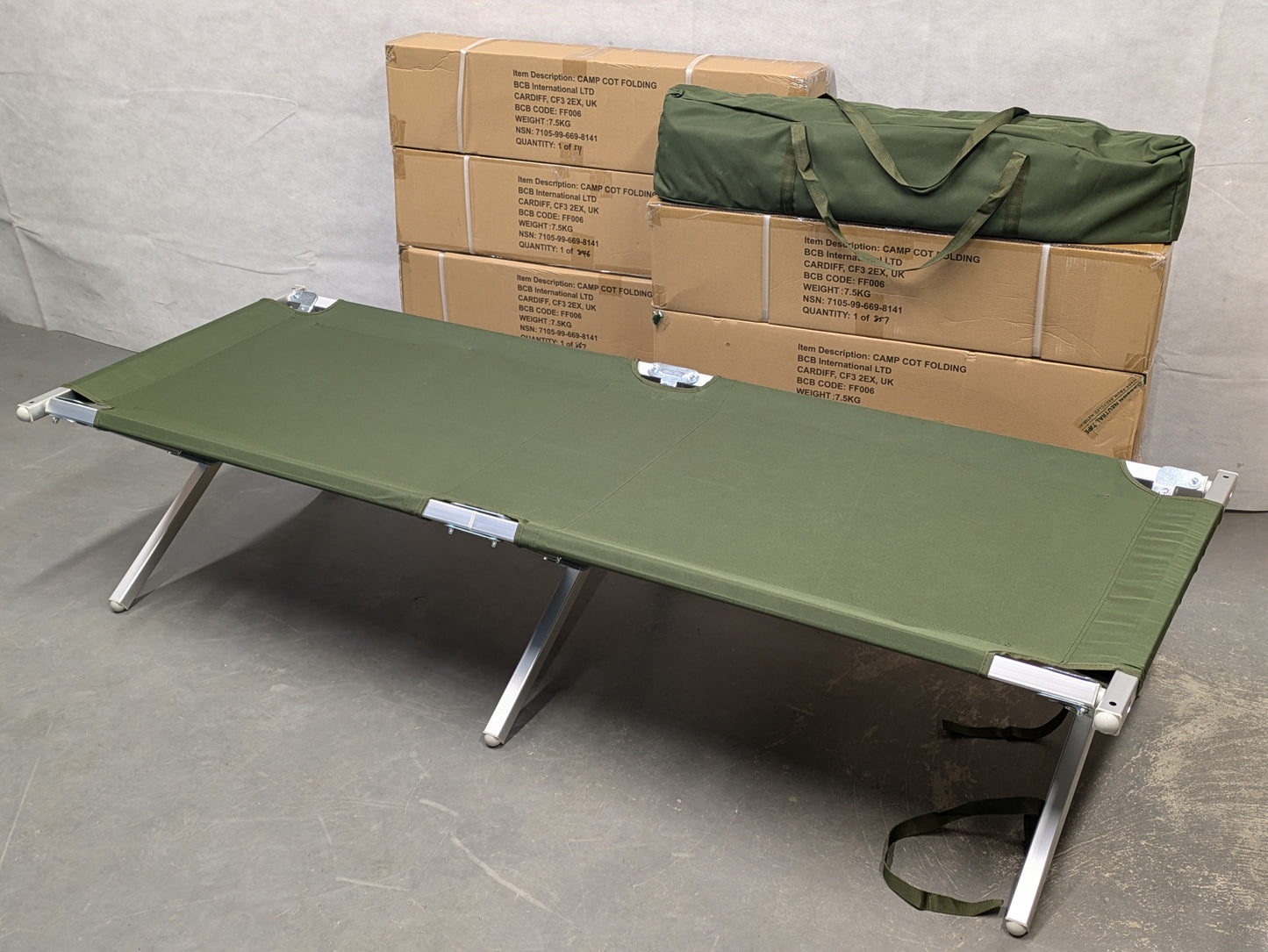 British Army Folding Aluminium Cot Camp Bed - NEW