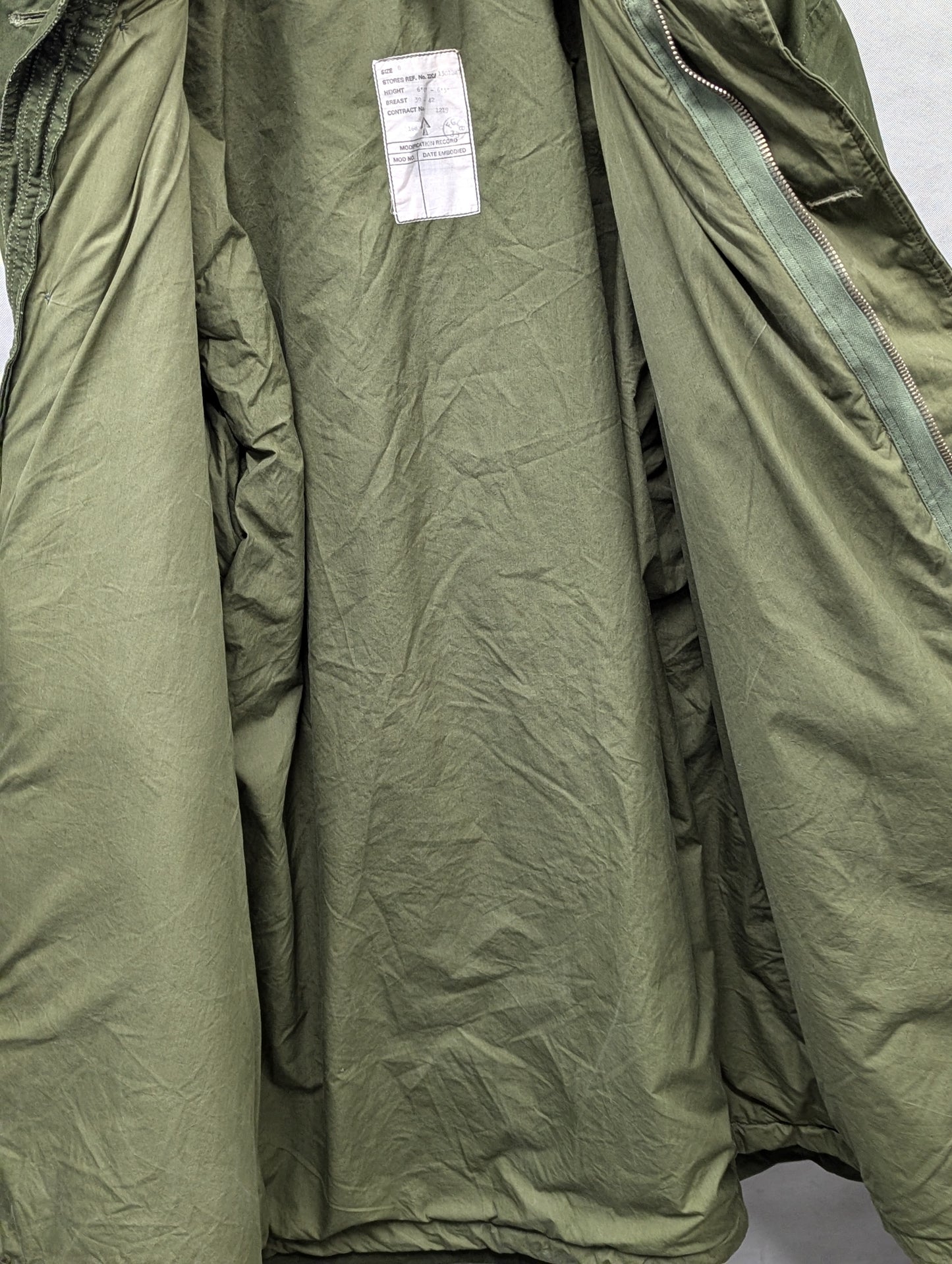 British Army 1951 Pattern Green Ventile Parka Jacket Coat - Size 8