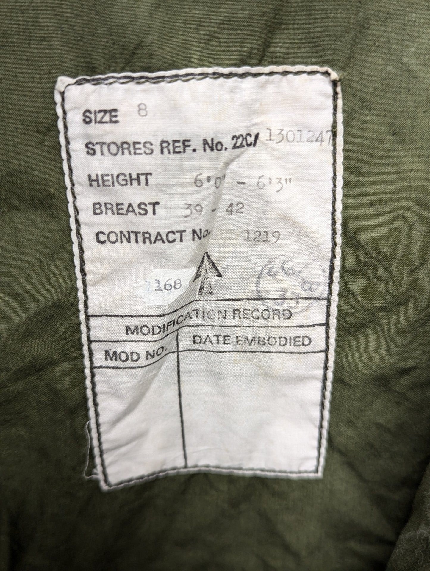 British Army 1951 Pattern Green Ventile Parka Jacket Coat - Size 8
