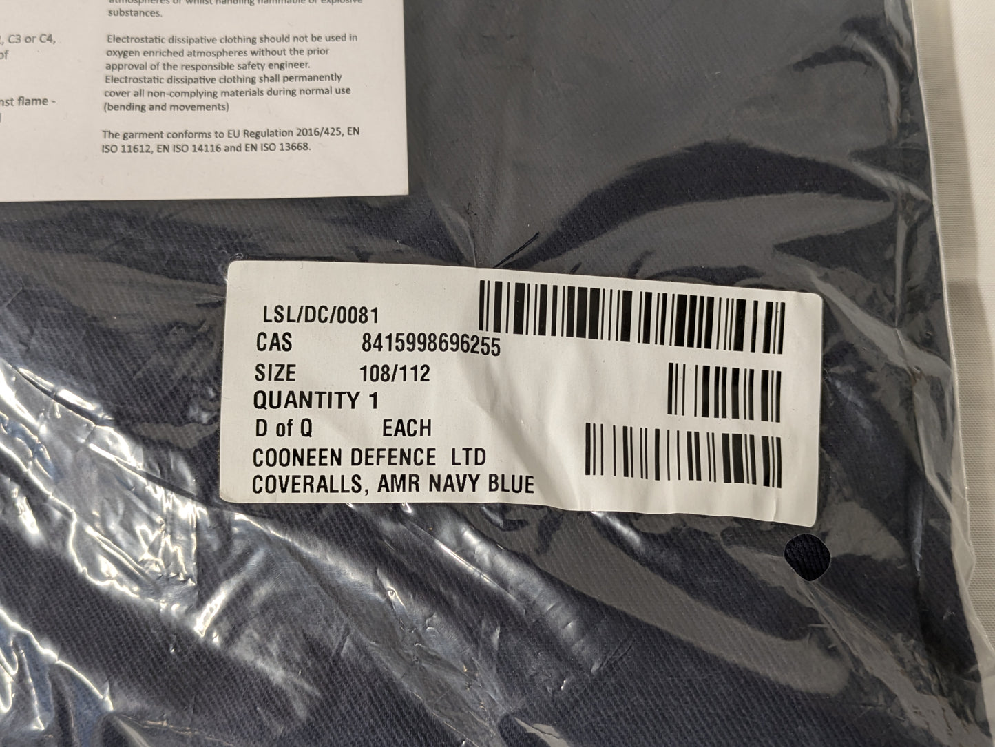 British Army AMR Fire Resistant Coveralls Navy Blue