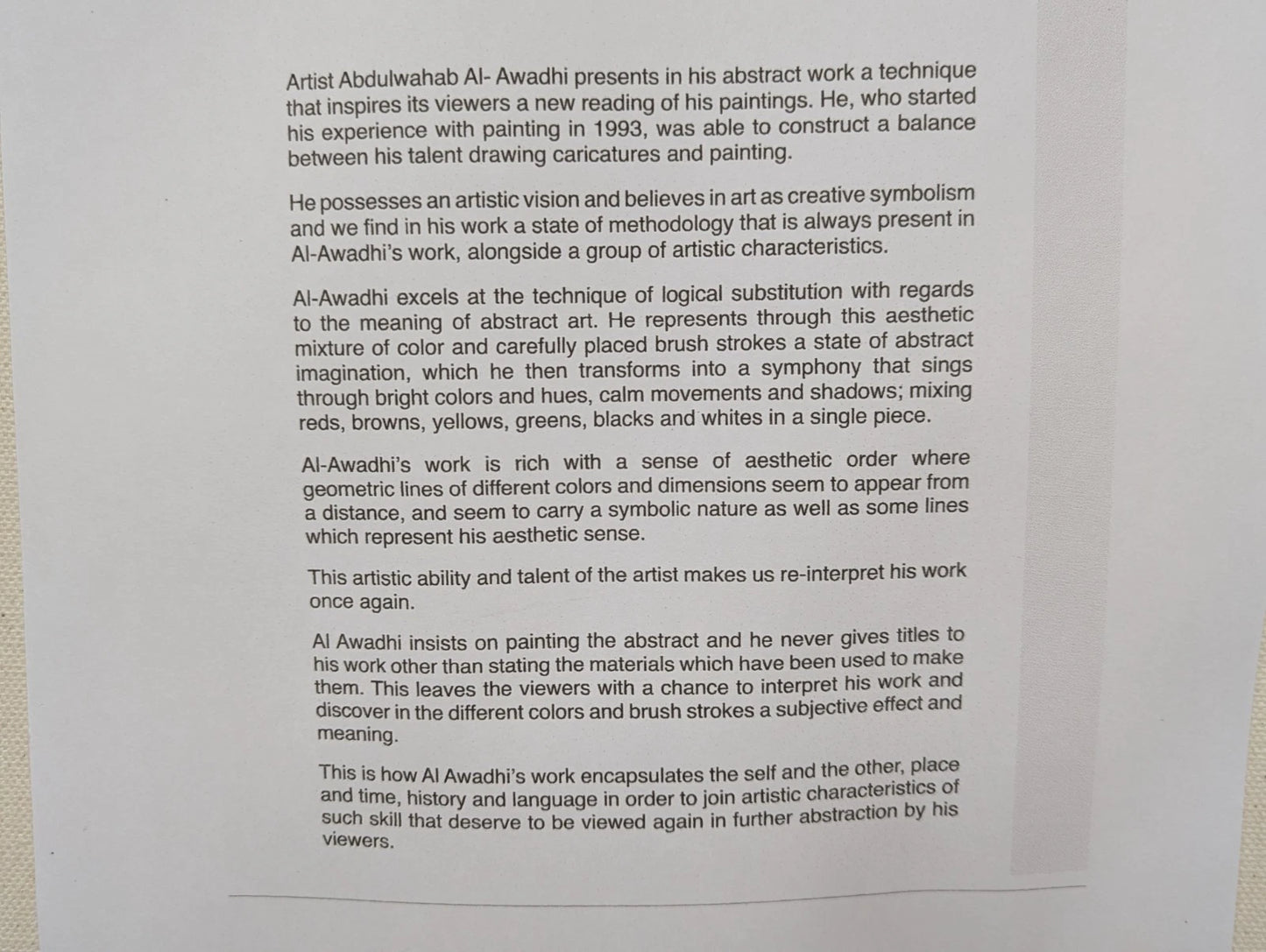 Large Abstract Acrylic Painting on Canvas Abdulwahab Al-Awadhi Kuwait Original