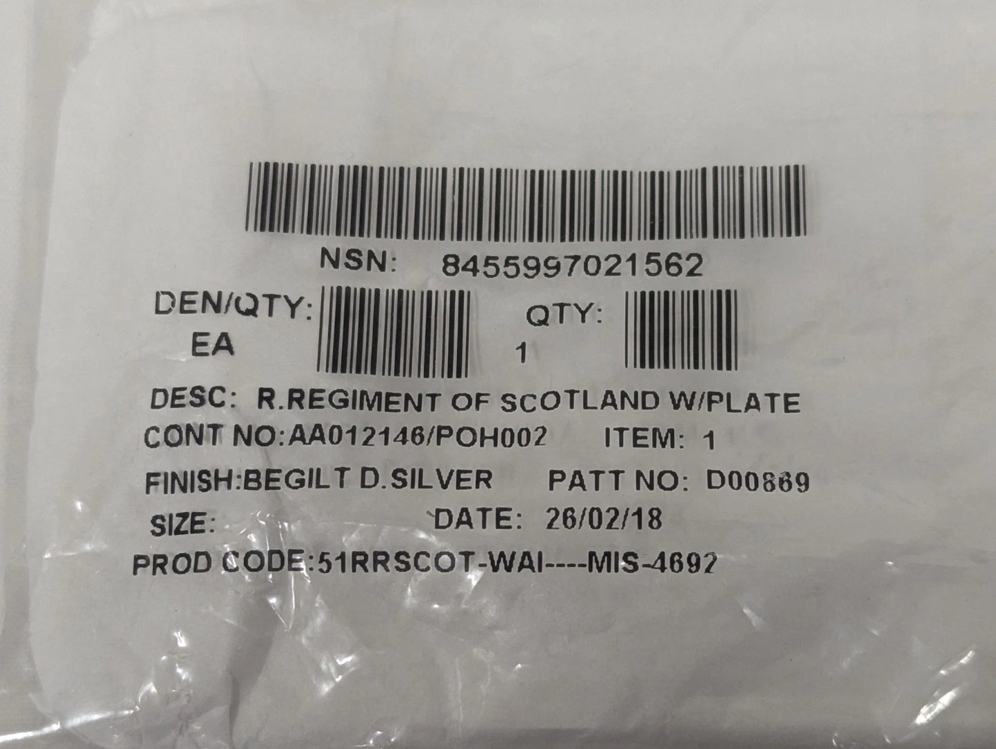 British Army Royal Regiment of Scotland Belt Buckle