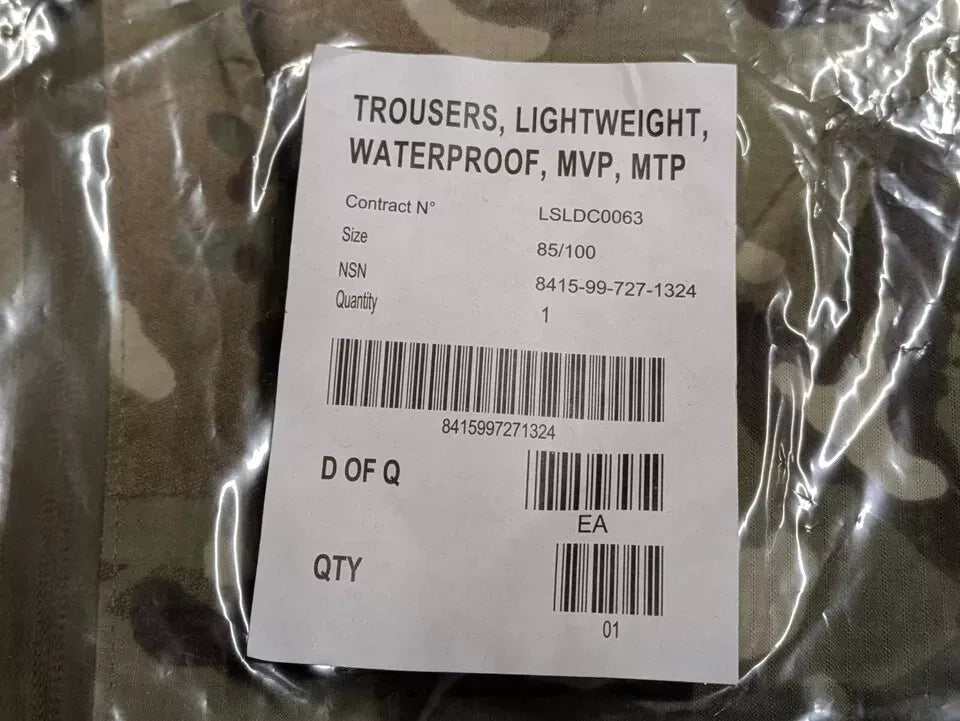 British Army MTP MVP Waterproof Goretex Wet Weather Over Trousers