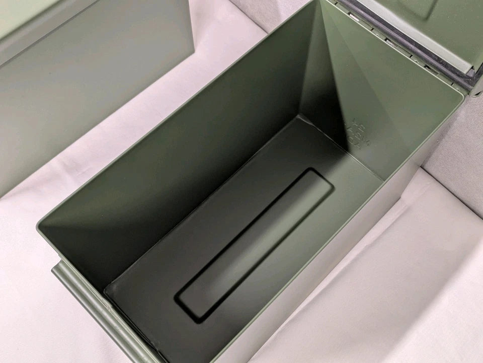 50 Cal Metal Ammo Tin Ammunition Box Can M2A1 Green - NEW