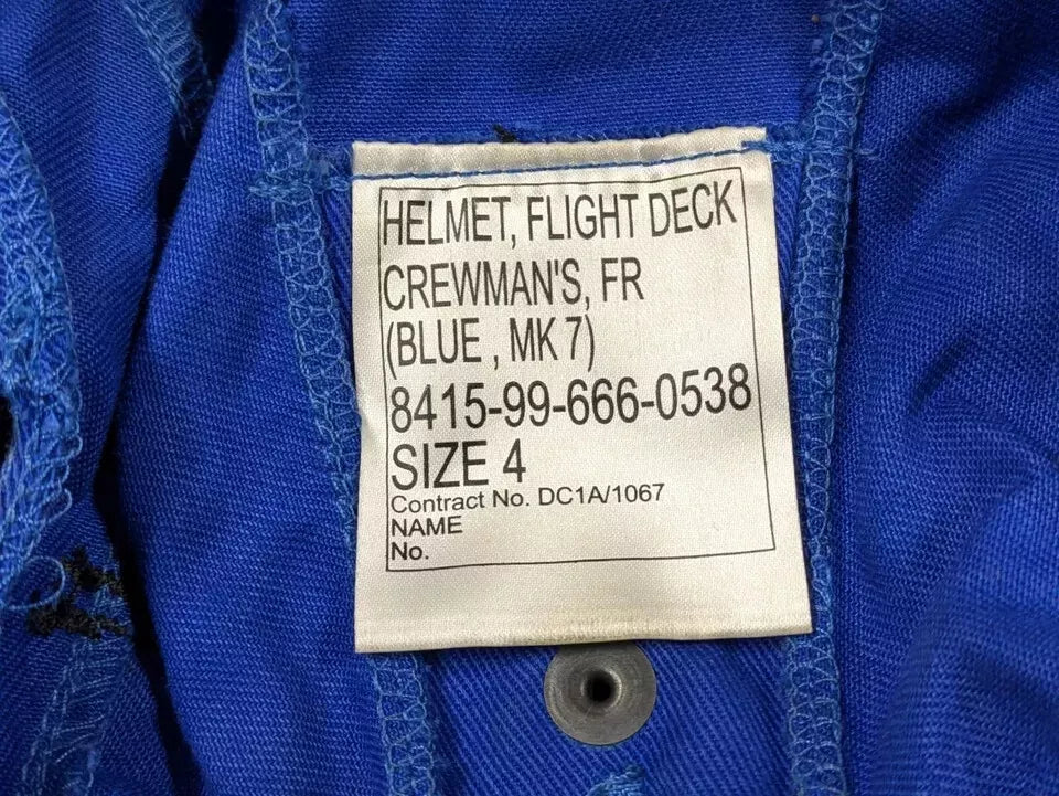 Royal Navy Blue Flight Deck Crewman's FR MK7 Helmet with Ear Defenders