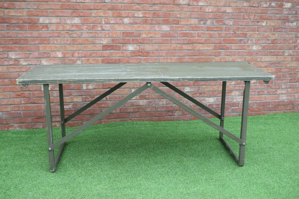 British Army Military Wooden Trestle Folding Table Rustic Bench | HOS ...