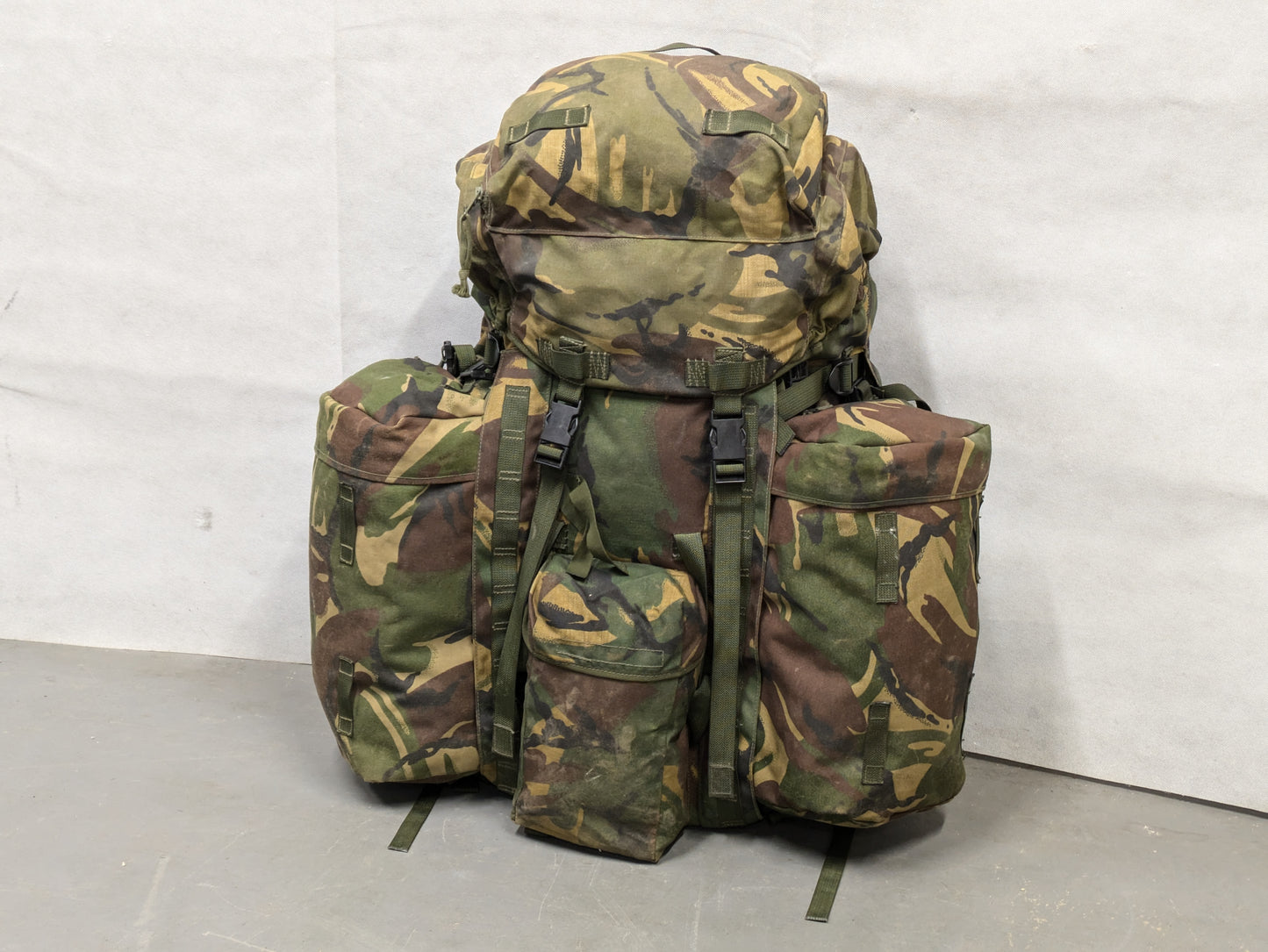 British Army DPM Camo Long Back 100L Bergen Rucksack with Side Pockets