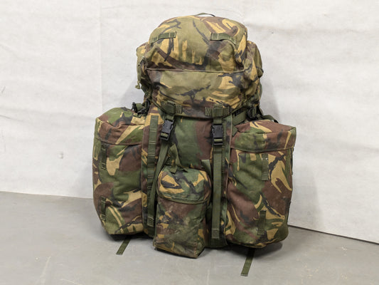 British Army DPM Camo Long Back 100L Bergen Rucksack with Side Pockets