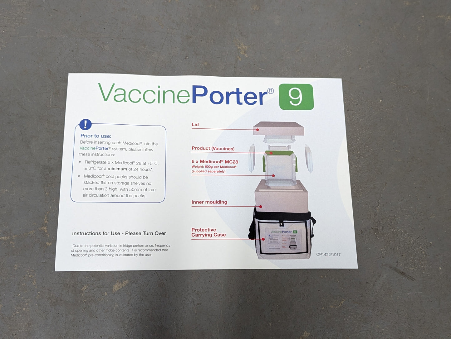 Helapet Vaccine Porter Carrier System VP009 with 6 x MC28 Medicool Cool Packs