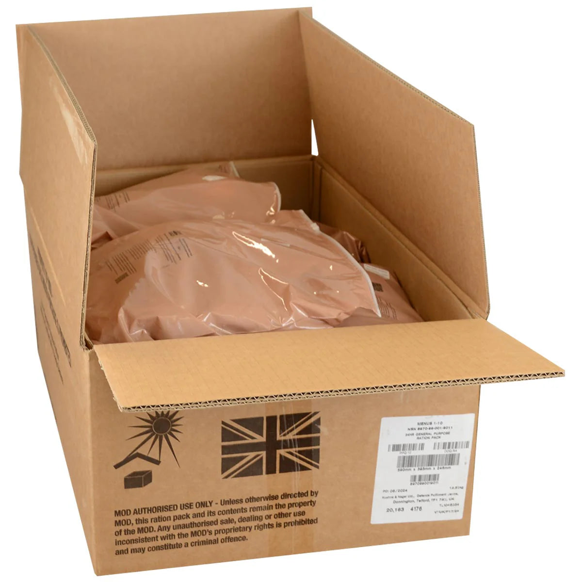 FULL BOX British Army MRE 10 x 24 Hour General Purpose Ration Packs Menu 1-10 - Packed 2024