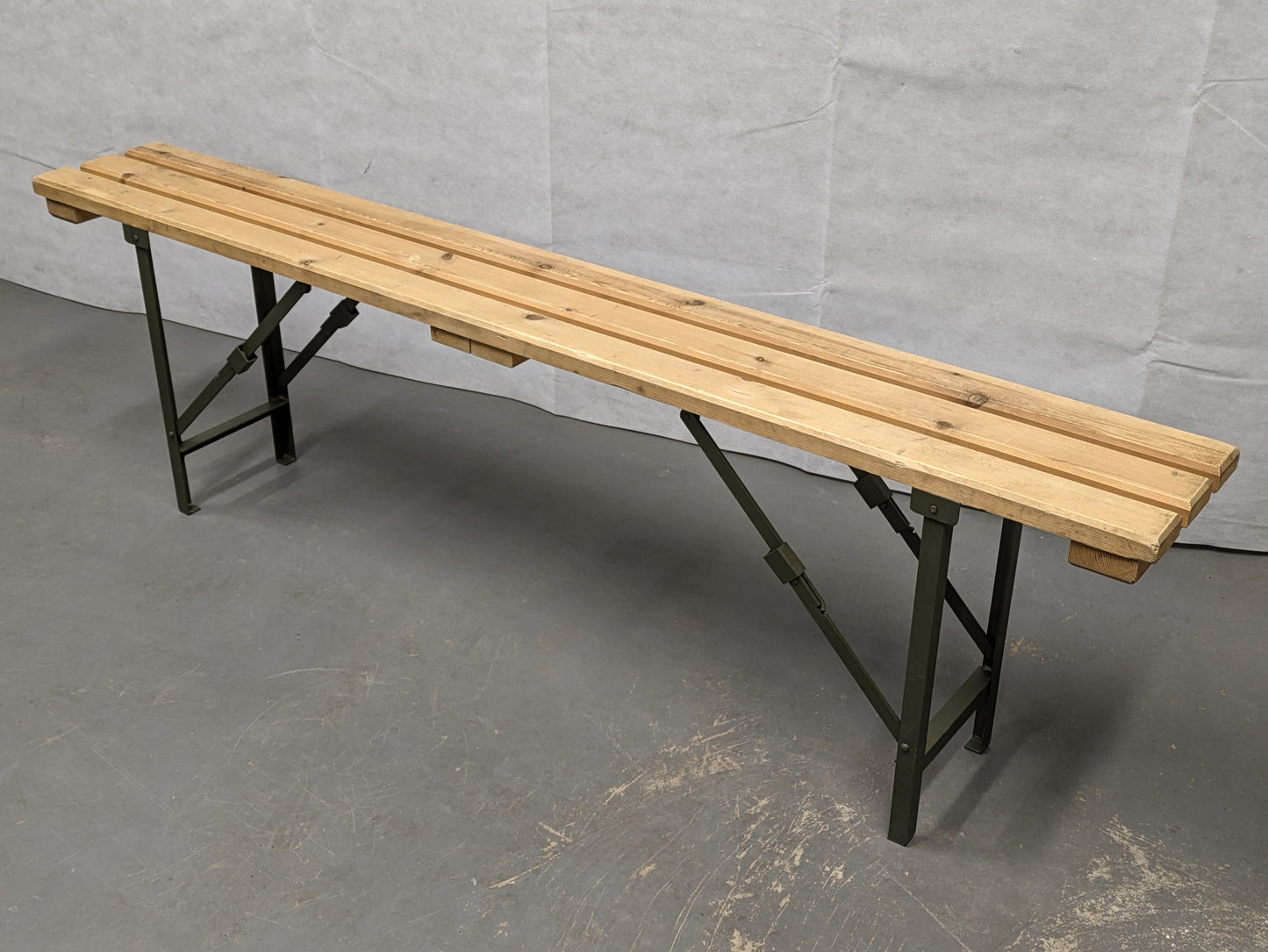 British Army Wooden Trestle Folding Bench