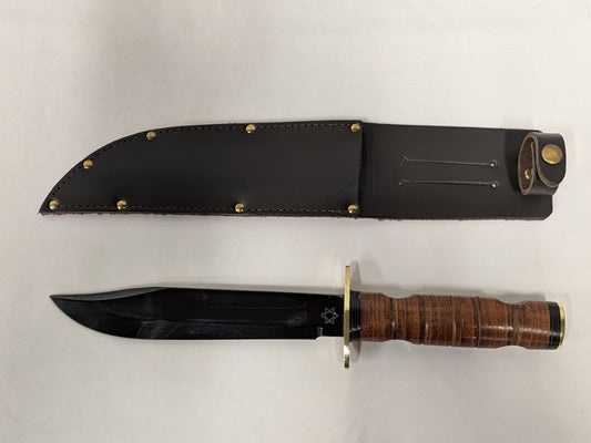 John Nowill & Sons Leather Handle Israeli Army Commando Knife with Sheath