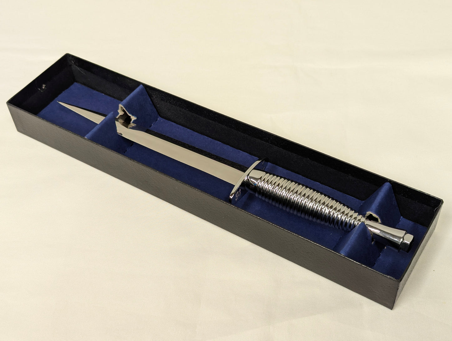 John Nowill & Sons Fairbairn Sykes Chrome Plated Handle 3rd Pattern Commando Knife with Gift Box