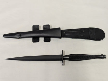 John Nowill & Sons Fairbairn Sykes Black Commando Knife 2nd Pattern with Leg Sheath