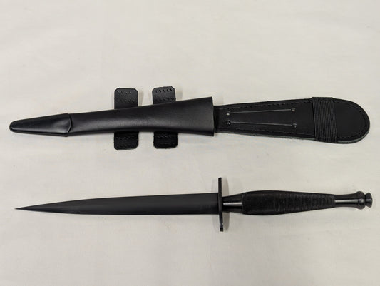 John Nowill & Sons Fairbairn Sykes Black Commando Knife 2nd Pattern with Leg Sheath