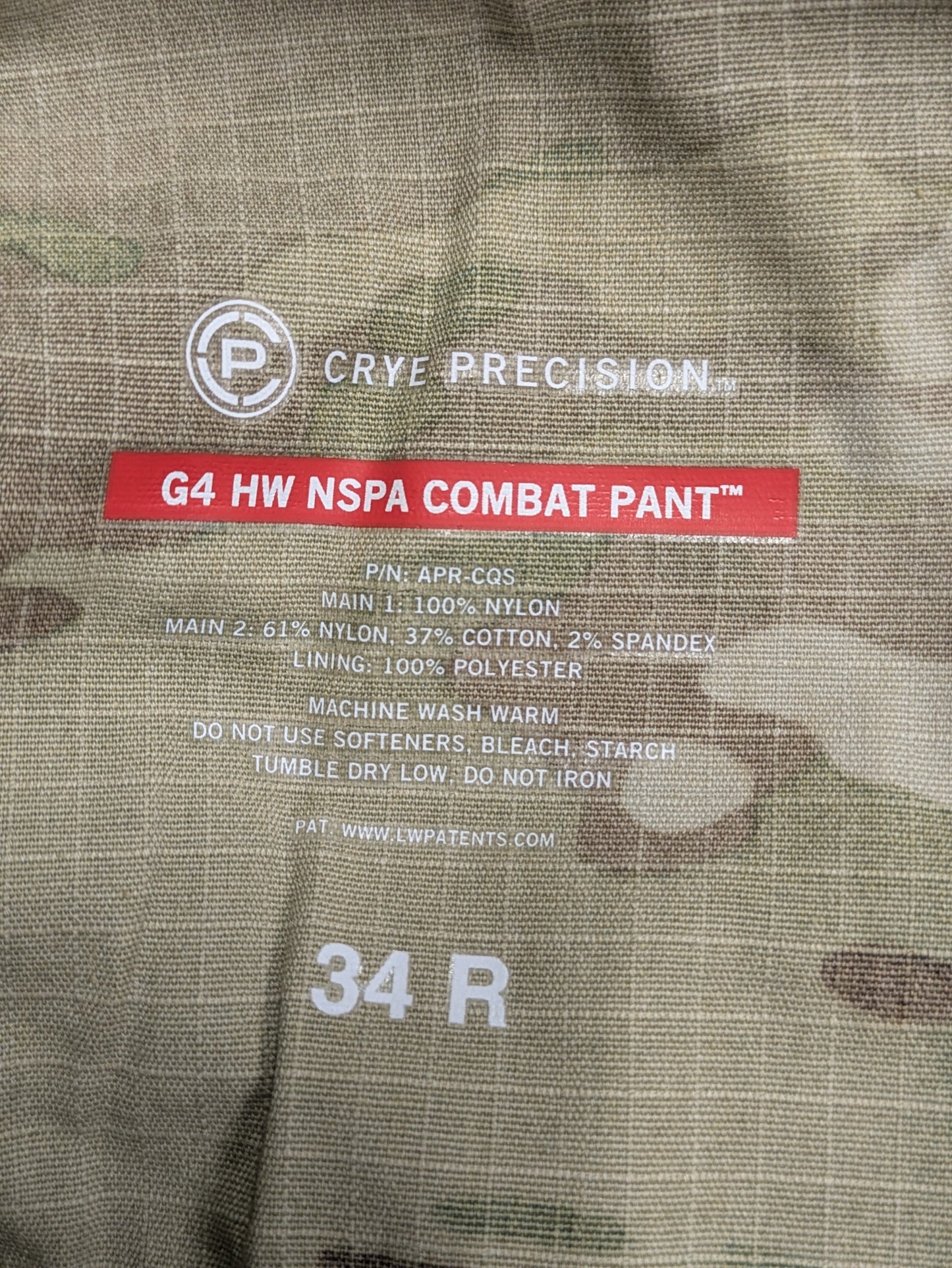Crye Precision Multicam NSPA G4 Hot Weather Combat Trousers - 34 Regular 34R