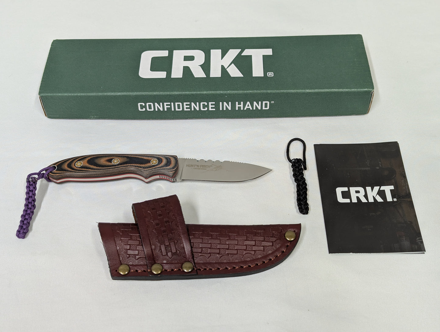 CRKT Hunt´ N Fisch Fixed Blade Hunting Knife with Leather Sheath - 2861