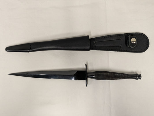 John Nowill & Sons Fairbairn Sykes Black Commando Knife 1st Pattern with Sheath