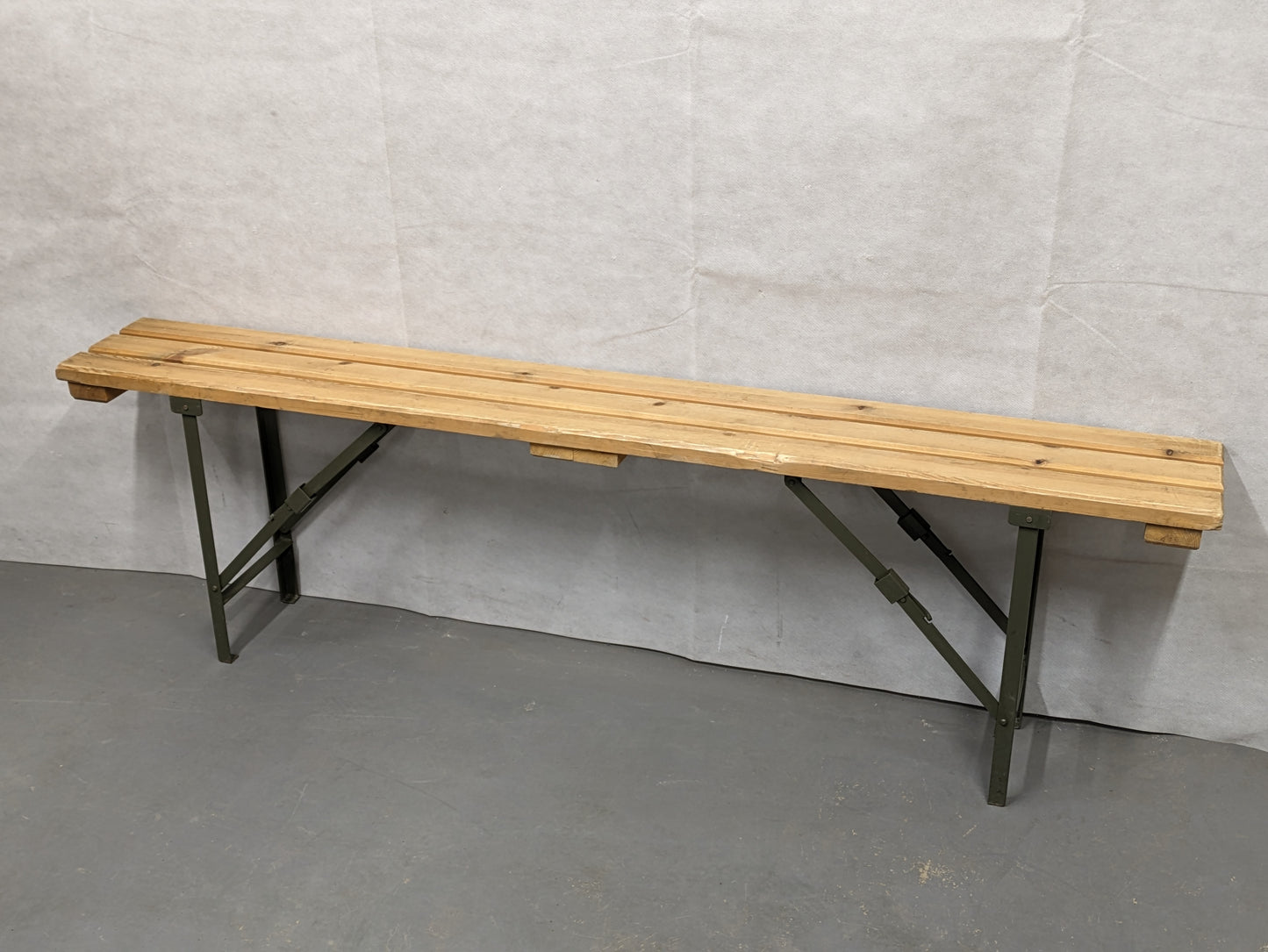 British Army Wooden Trestle Folding Bench