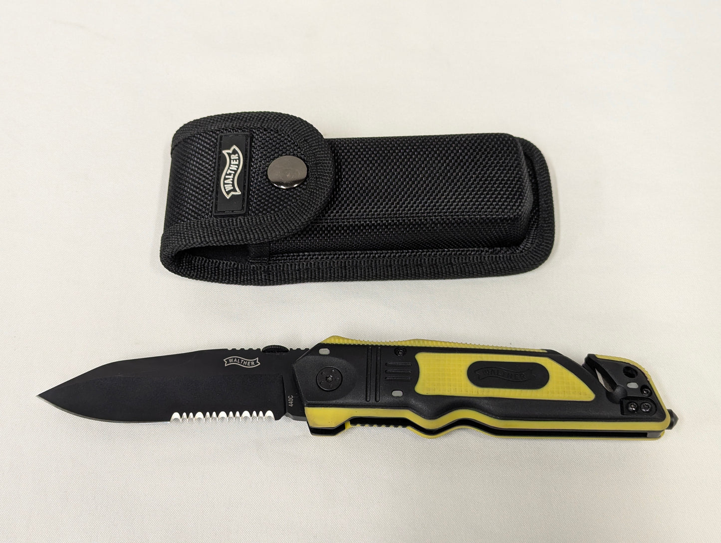Walther ERK Folding Lock Combo Blade Emergency Rescue Knife with Pouch
