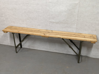 British Army Wooden Trestle Folding Bench