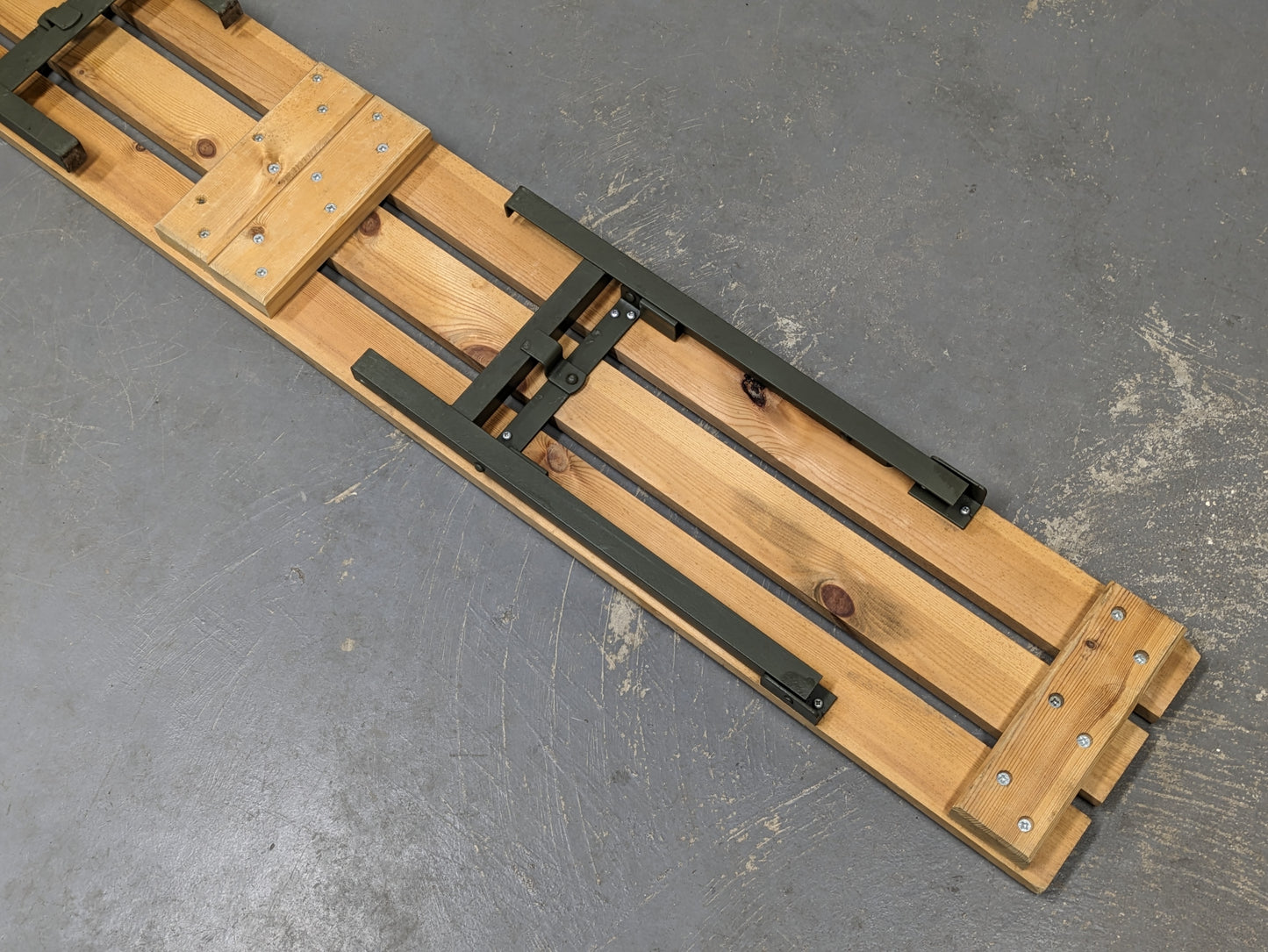 British Army Wooden Trestle Folding Bench