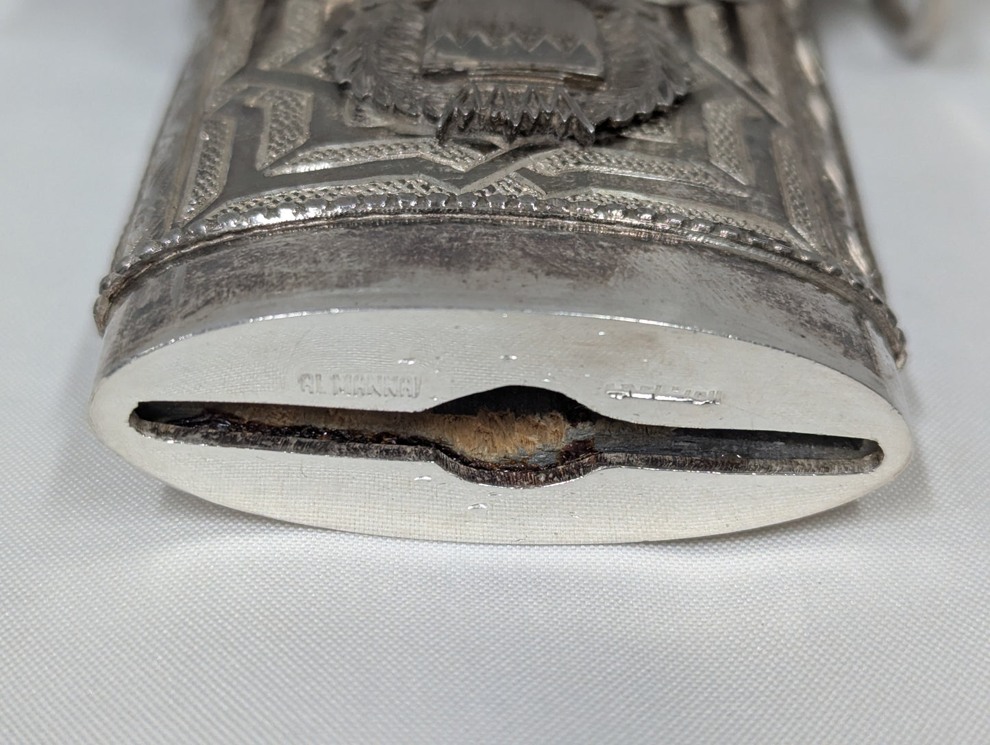 Bahrain Defence Force Silver Khanjer Dagger Scabbard Vintage