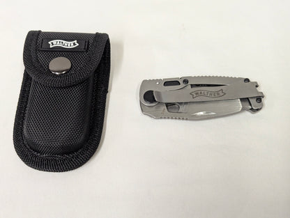 Walther CFK Chisel Frame Folding Lock Combo Blade Utility Knife with Pouch