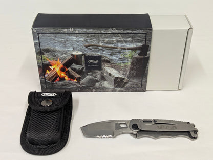 Walther CFK Chisel Frame Folding Lock Combo Blade Utility Knife with Pouch