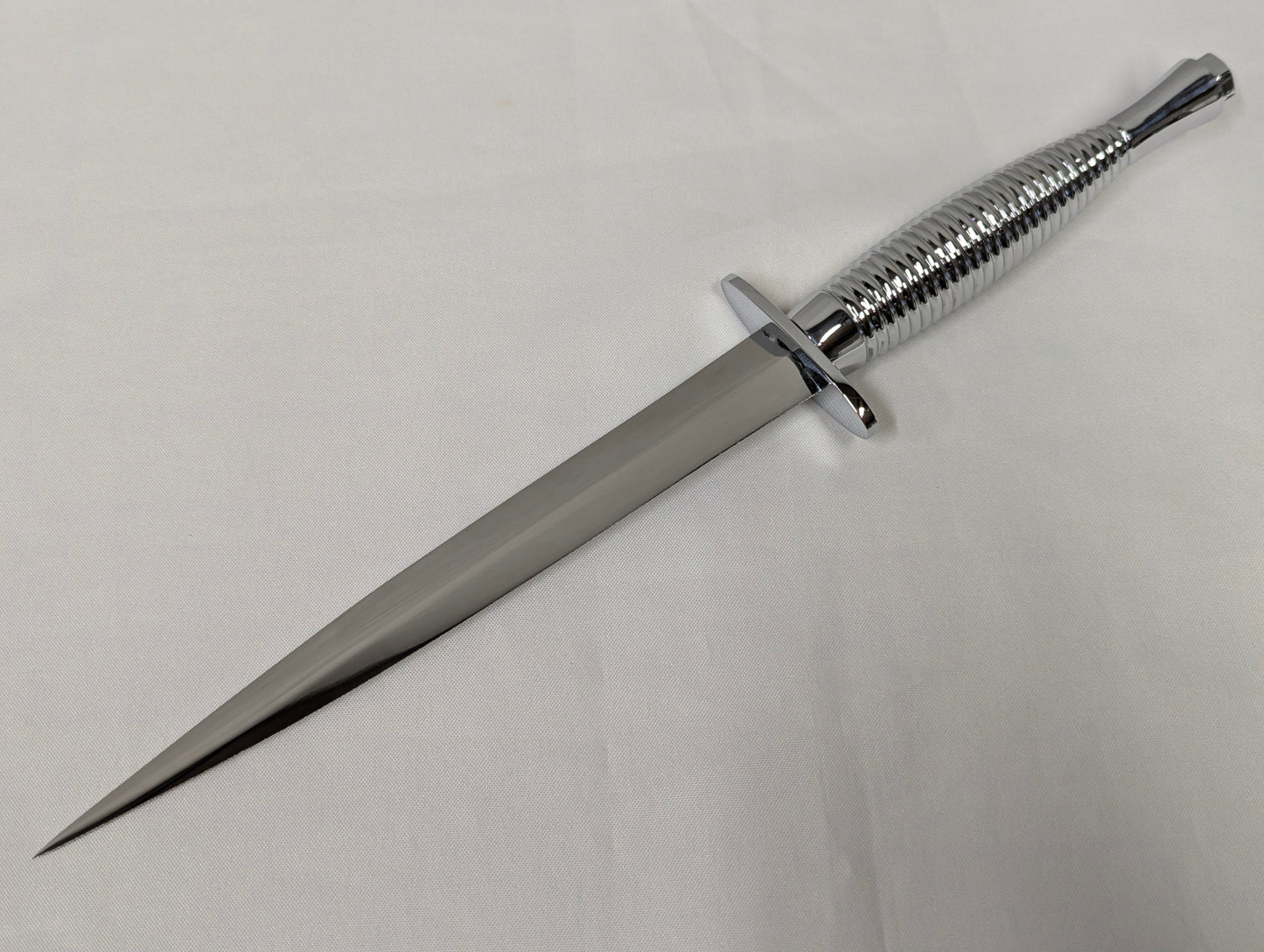 John Nowill & Sons Fairbairn Sykes Chrome Plated Handle 3rd Pattern Commando Knife with Gift Box