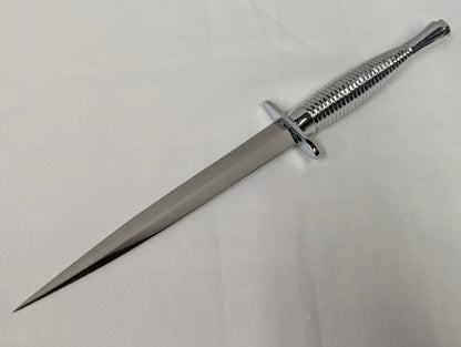 John Nowill & Sons Fairbairn Sykes Chrome Plated Handle 3rd Pattern Commando Knife with Gift Box