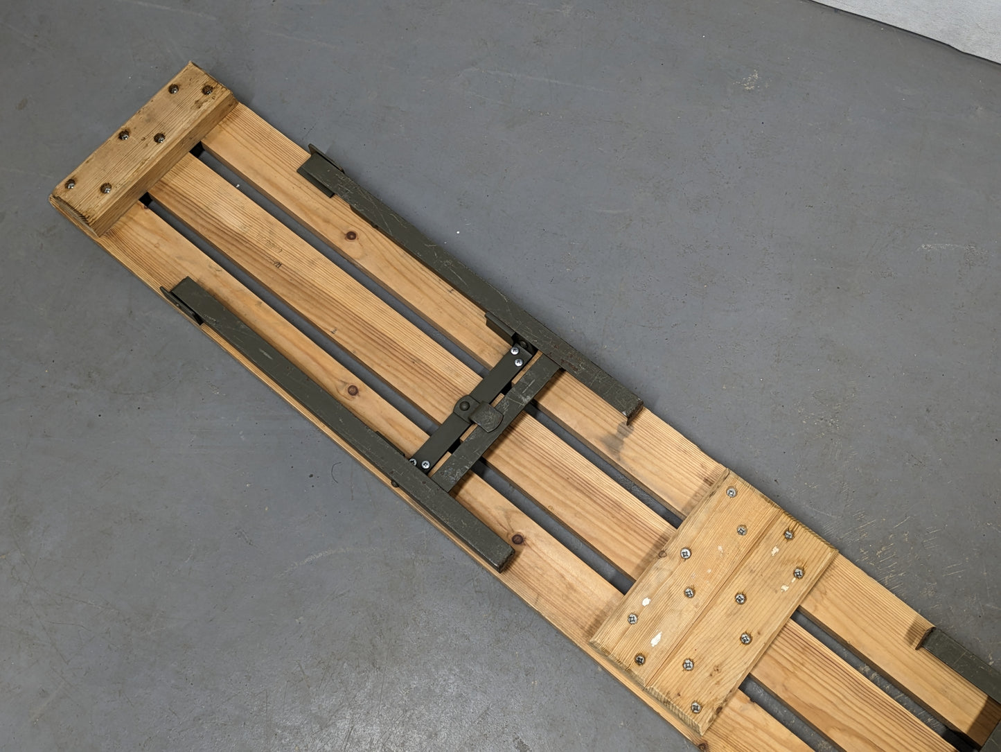 British Army Wooden Trestle Folding Bench