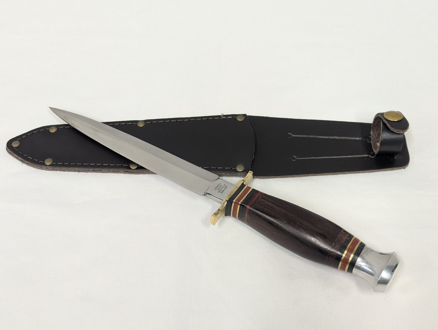John Nowill & Sons Rosewood Handle Stiletto Commando Knife with Sheath