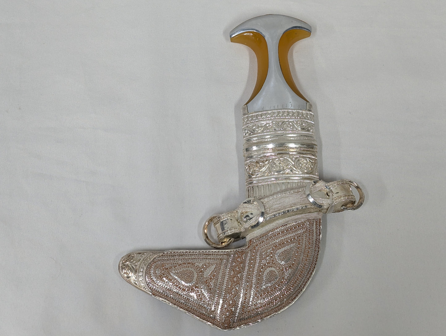 Oman Arabic Silver Khanjer Dagger with Scabbard Vintage