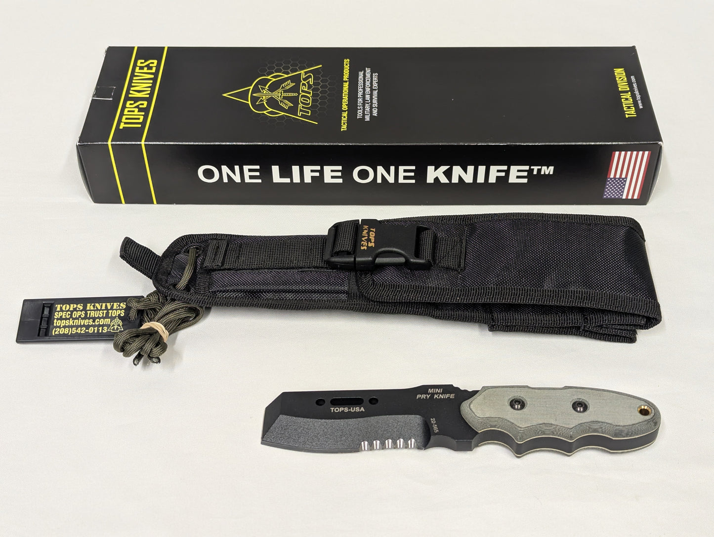 TOPS Knives Mini Pry Knife MPK-01 Emergency and Rescue Fixed Blade with Nylon Sheath