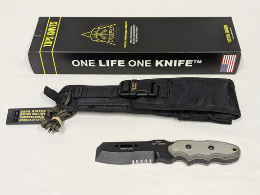 TOPS Knives Mini Pry Knife MPK-01 Emergency and Rescue Fixed Blade with Nylon Sheath