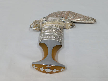 Oman Arabic Silver Khanjer Dagger with Scabbard Vintage