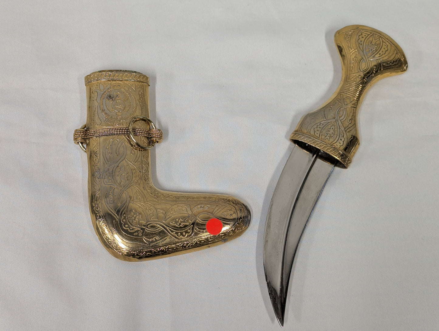 Royal Saudi Arabian Air Force Gold Jambayia Khanjer Dagger with Scabbard Vintage