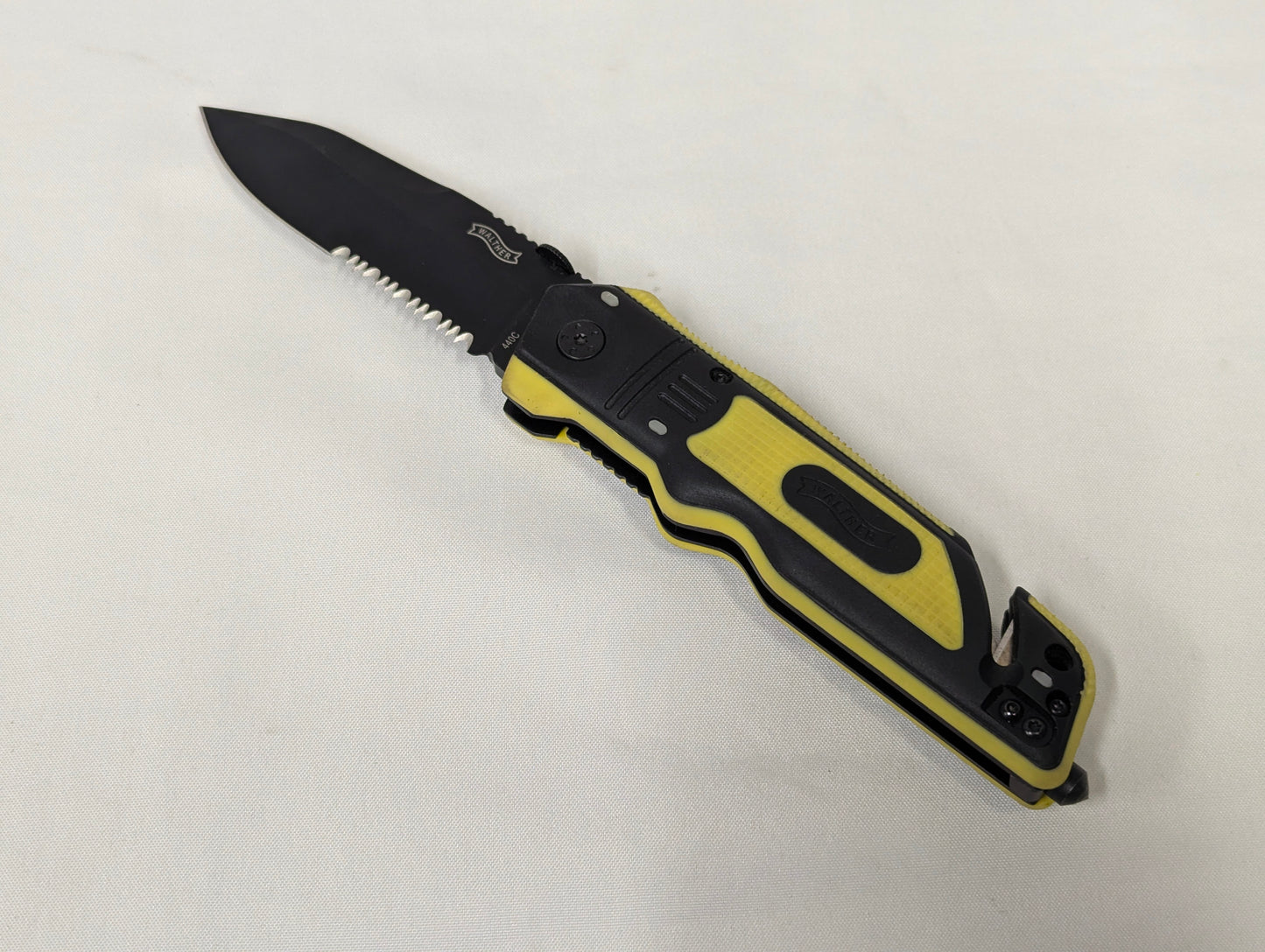 Walther ERK Folding Lock Combo Blade Emergency Rescue Knife with Pouch