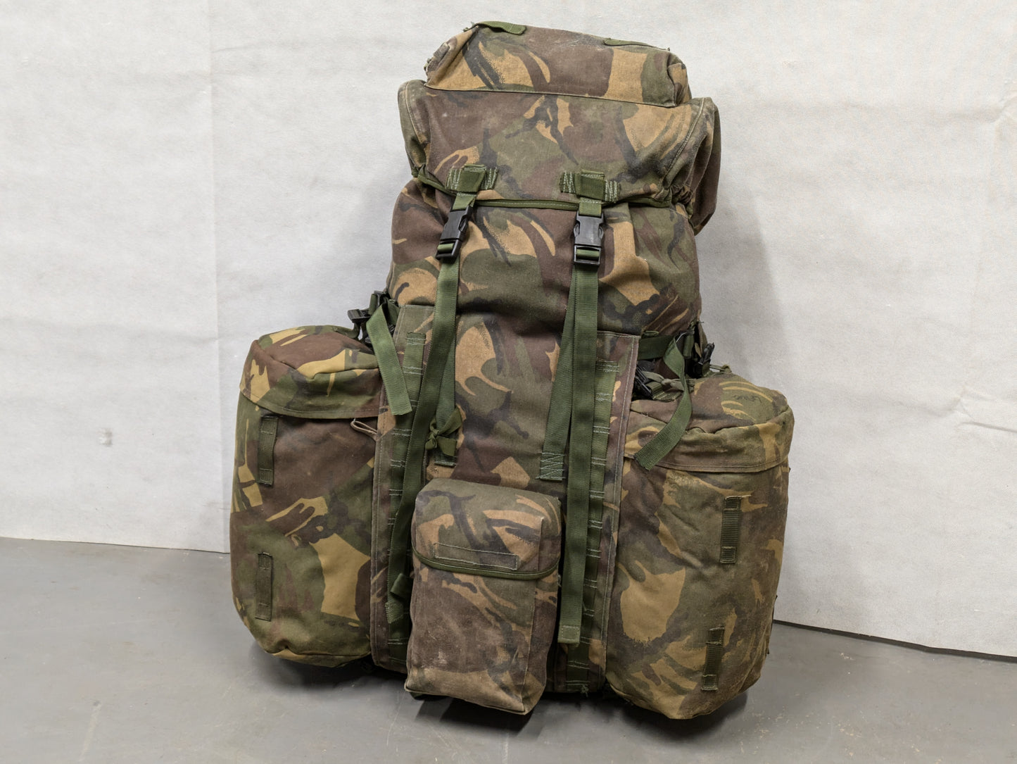 British Army DPM Camo Long Back 100L Bergen Rucksack with Side Pockets