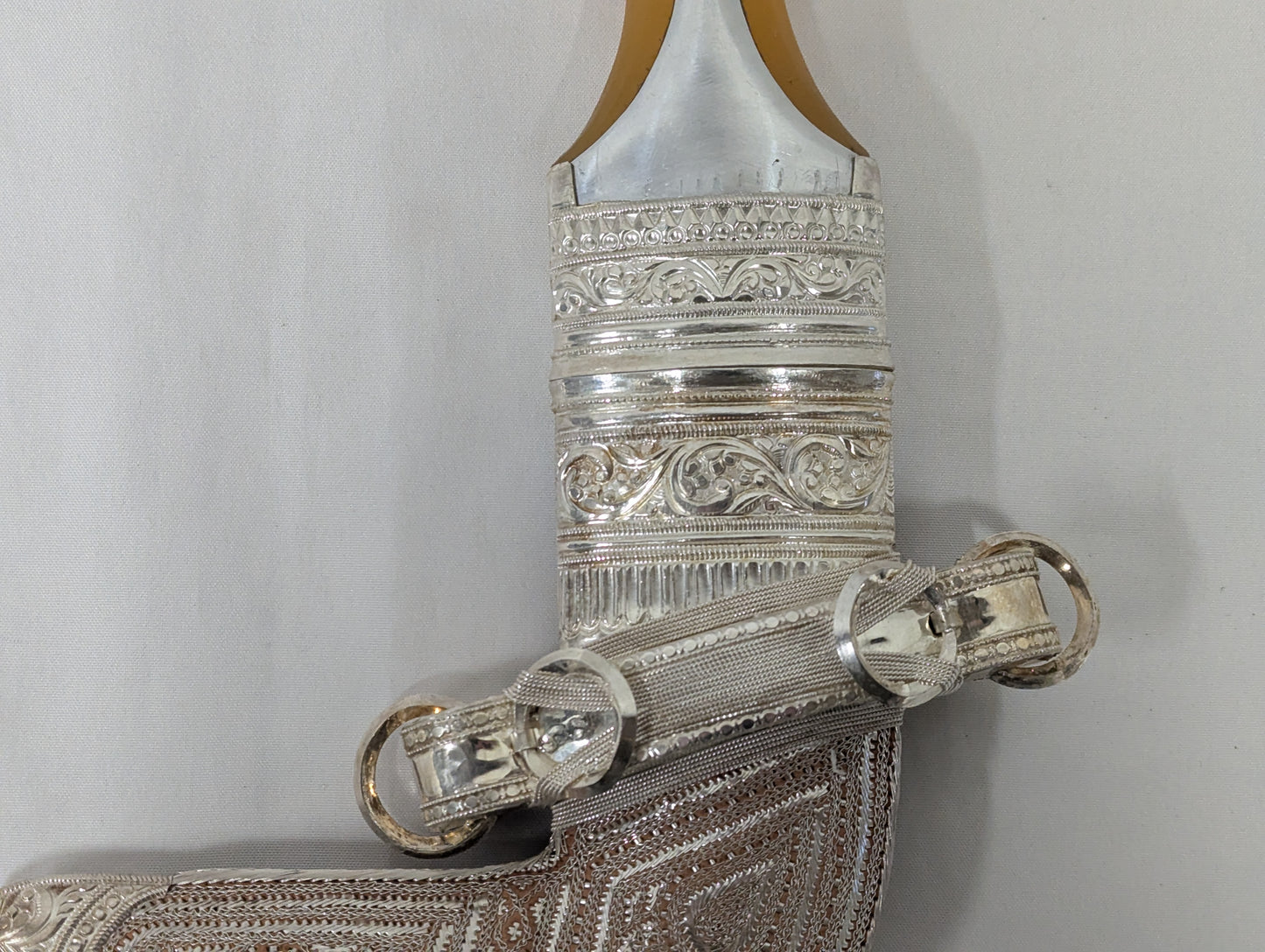 Oman Arabic Silver Khanjer Dagger with Scabbard Vintage