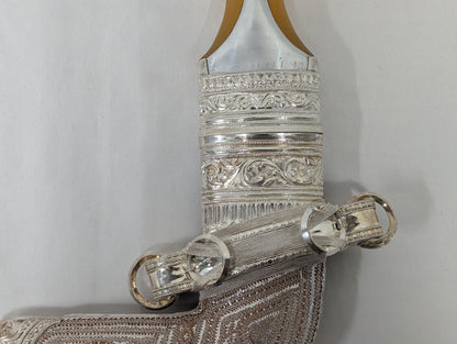 Oman Arabic Silver Khanjer Dagger with Scabbard Vintage