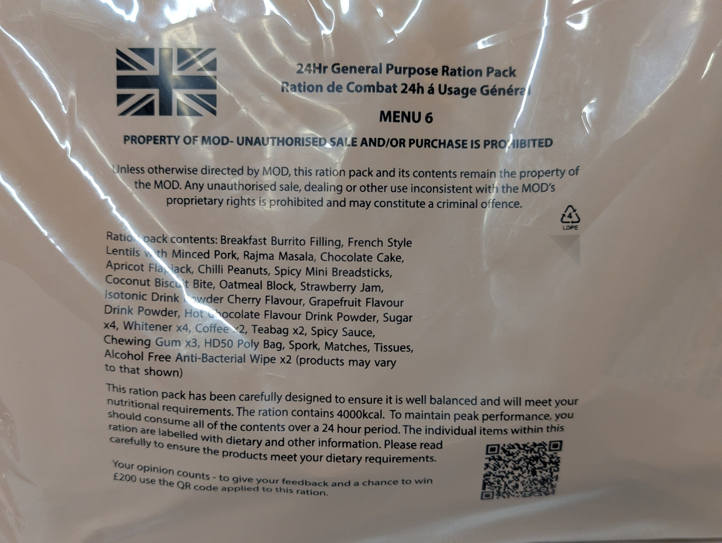 FULL BOX British Army MRE 10 x 24 Hour General Purpose Ration Packs Menu 1-10 - Packed 2024