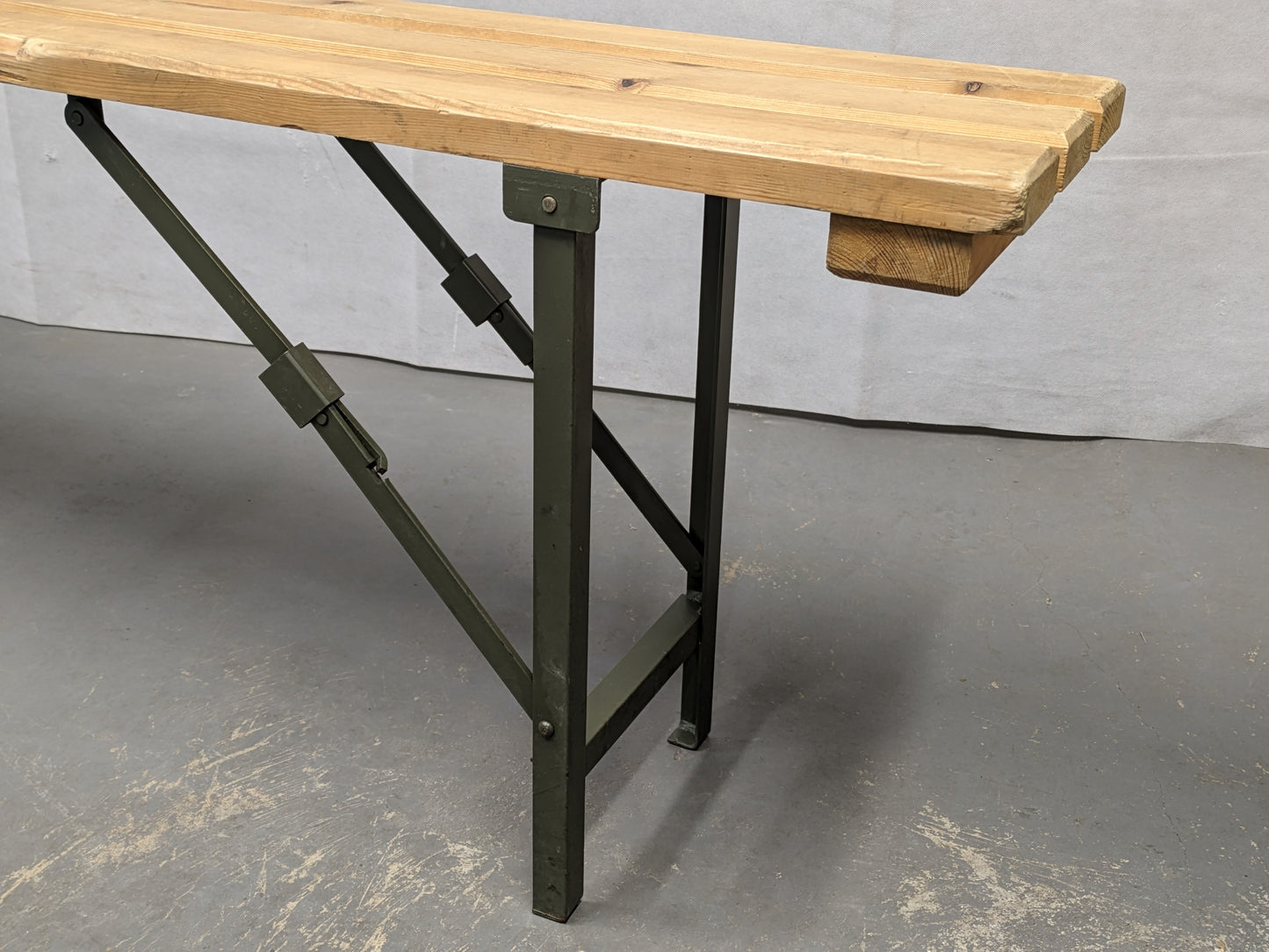 British Army Wooden Trestle Folding Bench