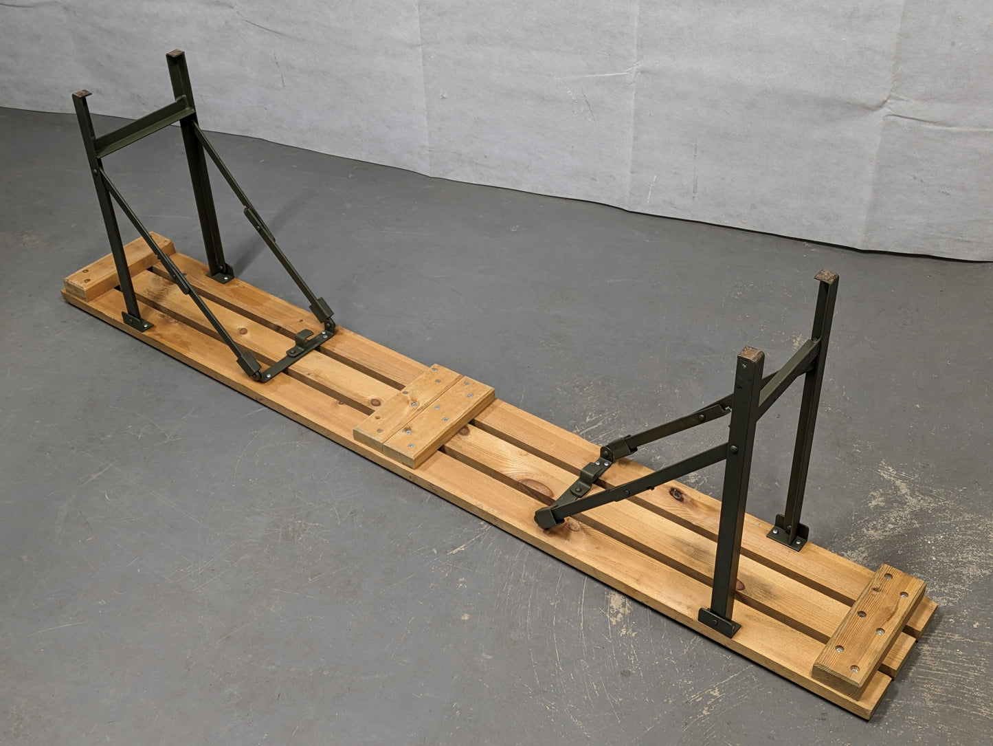 British Army Wooden Trestle Folding Bench