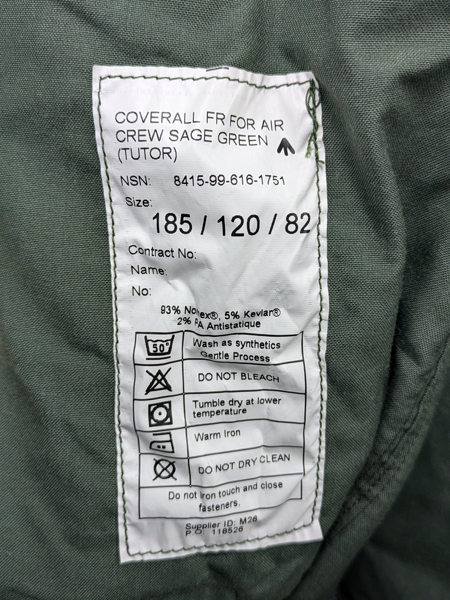 RAF Fire Resistant Aircrew Coveralls Sage Green