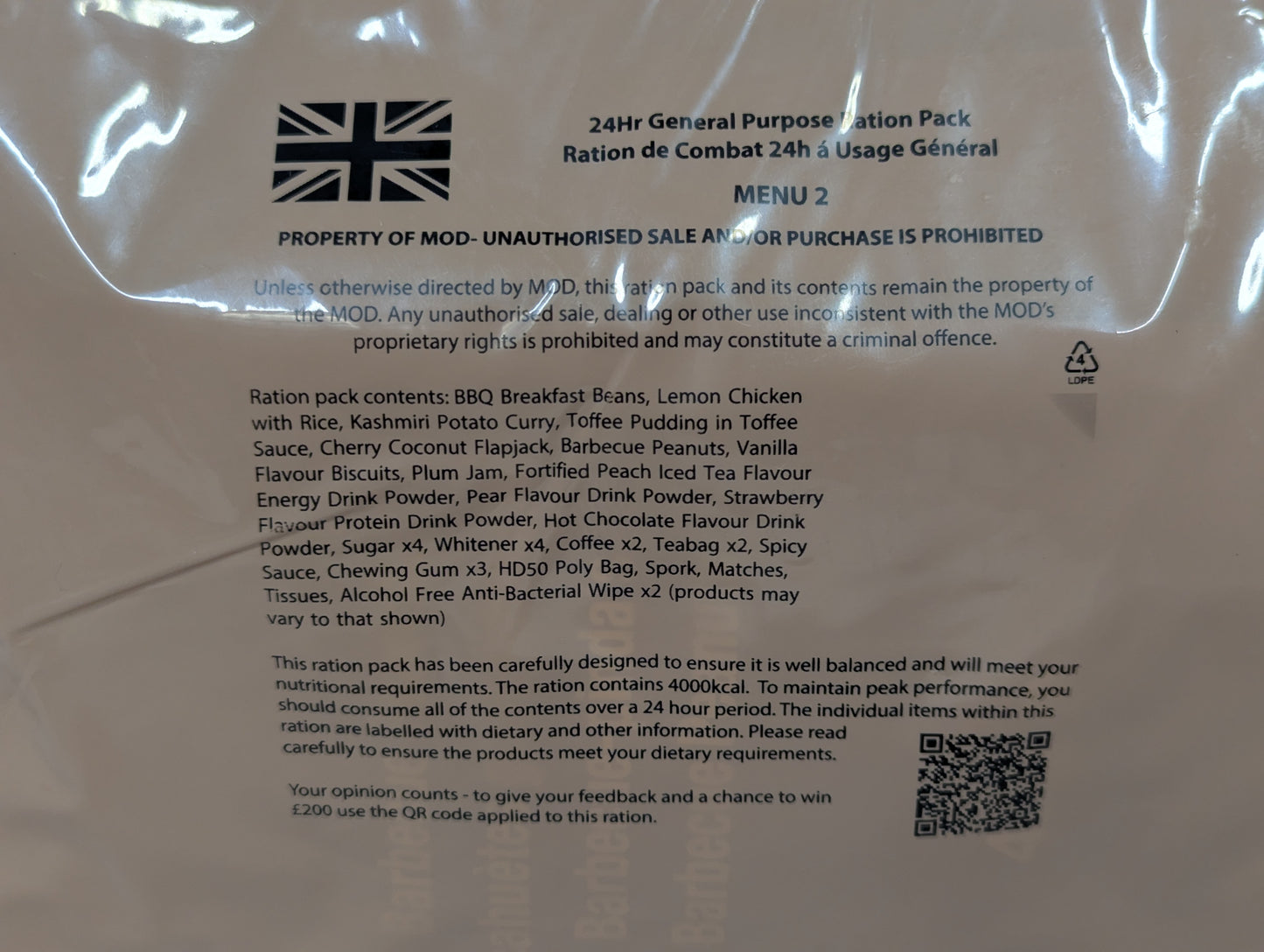 FULL BOX British Army MRE 10 x 24 Hour General Purpose Ration Packs Menu 1-10 - Packed 2024